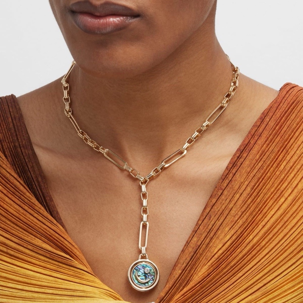 Mignonne Gavigan Luna Charm Necklace 14K Gold Plated Reversible Pendant - Picture 4 of 7